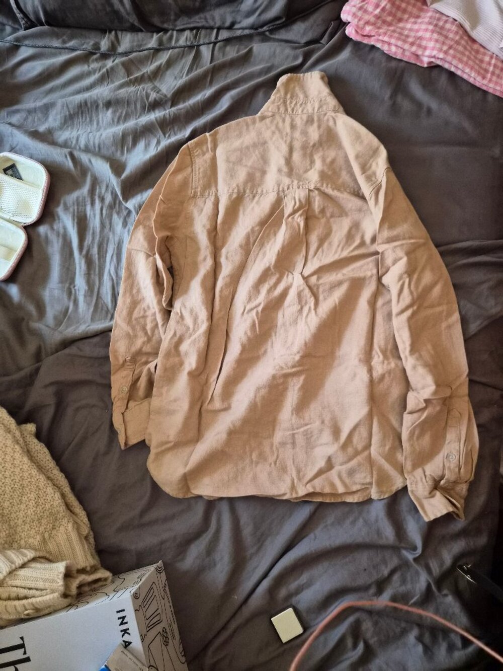 Tan Target Button Down Universal Thread Linen Blend - Picture 2 of 4